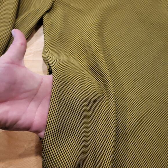 Vintage Cftc Studio Black and Yellow/green Check A-line Button Down Collared Top - Picture 9 of 13